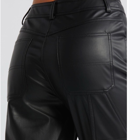 Topshop Faux Leather Straight Leg Pant Black Size 8 - Picture 4 of 14